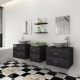 VID 7 részes fürdőszoba bútor szett fekete színben, tágas szekrénnyel