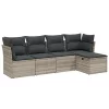  5 részes világosszürke polyrattan kerti ülőgarnitúra párnákkal