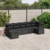  7 részes fekete polyrattan kerti ülőgarnitúra párnával