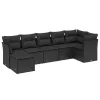  7 részes fekete polyrattan kerti ülőgarnitúra párnával