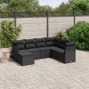  7 részes fekete polyrattan kerti ülőgarnitúra párnával