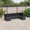  8 részes fekete polyrattan kerti ülőgarnitúra párnákkal