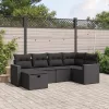  6 részes fekete polyrattan kerti ülőgarnitúra párnákkal