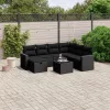  8 részes fekete polyrattan kerti ülőgarnitúra párnákkal