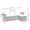  4 részes fekete polyrattan kerti ülőgarnitúra párnákkal