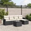  6 részes fekete polyrattan kerti ülőgarnitúra párnákkal