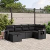  6 részes fekete polyrattan kerti ülőgarnitúra párnákkal