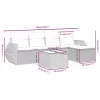  6 részes fekete polyrattan kerti ülőgarnitúra párnákkal