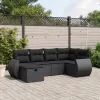  6 részes fekete polyrattan kerti ülőgarnitúra párnákkal