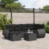  7 részes fekete polyrattan kerti ülőgarnitúra párnával