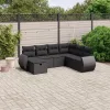  7 részes fekete polyrattan kerti ülőgarnitúra párnával