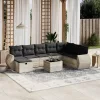  9 részes világosszürke polyrattan kerti ülőgarnitúra párnával