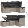  4 részes világosszürke polyrattan kerti ülőgarnitúra párnákkal