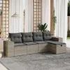 5 részes világosszürke polyrattan kerti ülőgarnitúra párnákkal