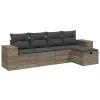  5 részes világosszürke polyrattan kerti ülőgarnitúra párnákkal