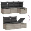  5 részes világosszürke polyrattan kerti ülőgarnitúra párnákkal