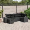  6 részes fekete polyrattan kerti ülőgarnitúra párnákkal