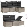  6 részes világosszürke polyrattan kerti ülőgarnitúra párnákkal