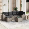  7 részes szürke polyrattan kerti ülőgarnitúra párnákkal
