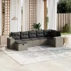  7 részes világosszürke polyrattan kerti ülőgarnitúra párnákkal