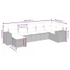  7 részes világosszürke polyrattan kerti ülőgarnitúra párnákkal