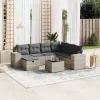  8 részes világosszürke polyrattan kerti ülőgarnitúra párnával