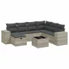  8 részes világosszürke polyrattan kerti ülőgarnitúra párnával