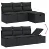  8 részes fekete polyrattan kerti ülőgarnitúra párnákkal