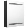  fekete LED-es tükrös fürdőszobaszekrény 50 x 14 x 60 cm