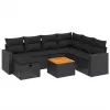  8 részes fekete polyrattan kerti ülőgarnitúra párnákkal