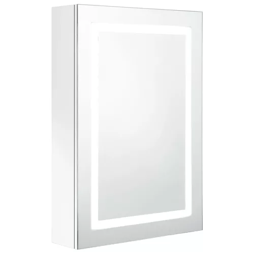  fényes fehér LED-es tükrös fürdőszobaszekrény 50 x 13 x 70 cm