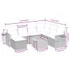  8 részes fekete polyrattan kerti ülőgarnitúra párnákkal