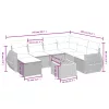  8 részes fekete polyrattan kerti ülőgarnitúra párnákkal