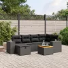  7 részes fekete polyrattan kerti ülőgarnitúra párnával