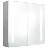  betonszürke LED-es tükrös fürdőszobaszekrény 62 x 14 x 60 cm
