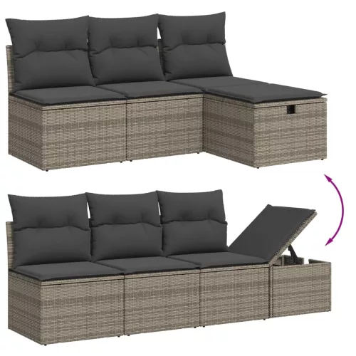  9 részes szürke polyrattan kerti ülőgarnitúra párnákkal