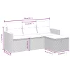  4 részes fekete polyrattan kerti ülőgarnitúra párnákkal