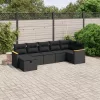  7 részes fekete polyrattan kerti ülőgarnitúra párnával