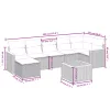  8 részes fekete polyrattan kerti ülőgarnitúra párnákkal
