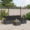  6 részes fekete polyrattan kerti ülőgarnitúra párnákkal