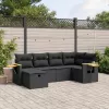  6 részes fekete polyrattan kerti ülőgarnitúra párnákkal