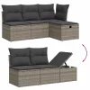  7 részes szürke polyrattan kerti ülőgarnitúra párnákkal