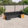  7 részes fekete polyrattan kerti ülőgarnitúra párnával