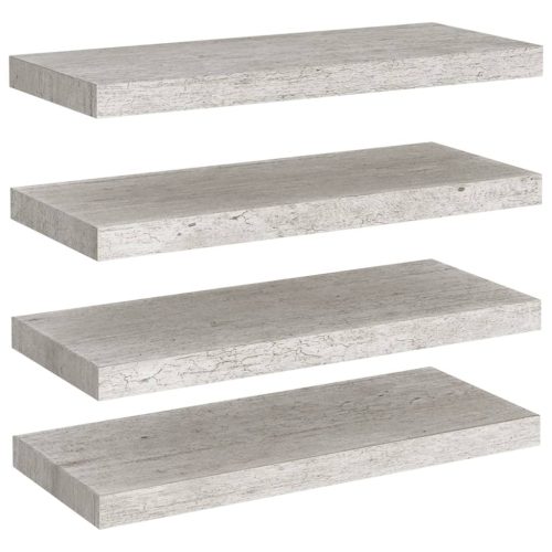  4 db betonszürke MDF lebegő fali polc 60 x 23,5 x 3,8 cm