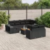  11 részes fekete polyrattan kerti ülőgarnitúra párnákkal