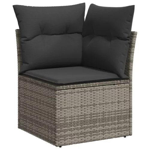  8 részes szürke polyrattan kerti ülőgarnitúra párnákkal