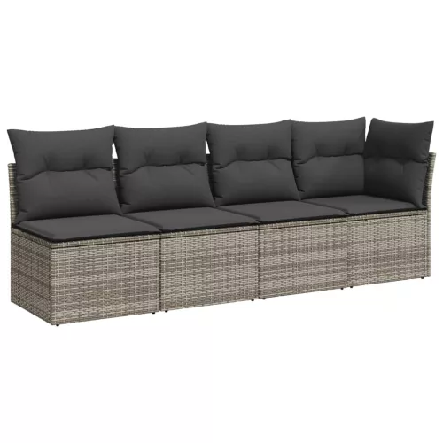  8 részes szürke polyrattan kerti ülőgarnitúra párnákkal