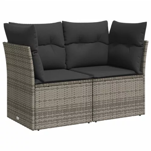  8 részes szürke polyrattan kerti ülőgarnitúra párnákkal