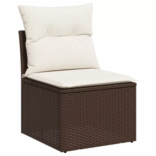  8 részes barna polyrattan kerti ülőgarnitúra párnákkal