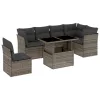  7 részes szürke polyrattan kerti ülőgarnitúra párnákkal